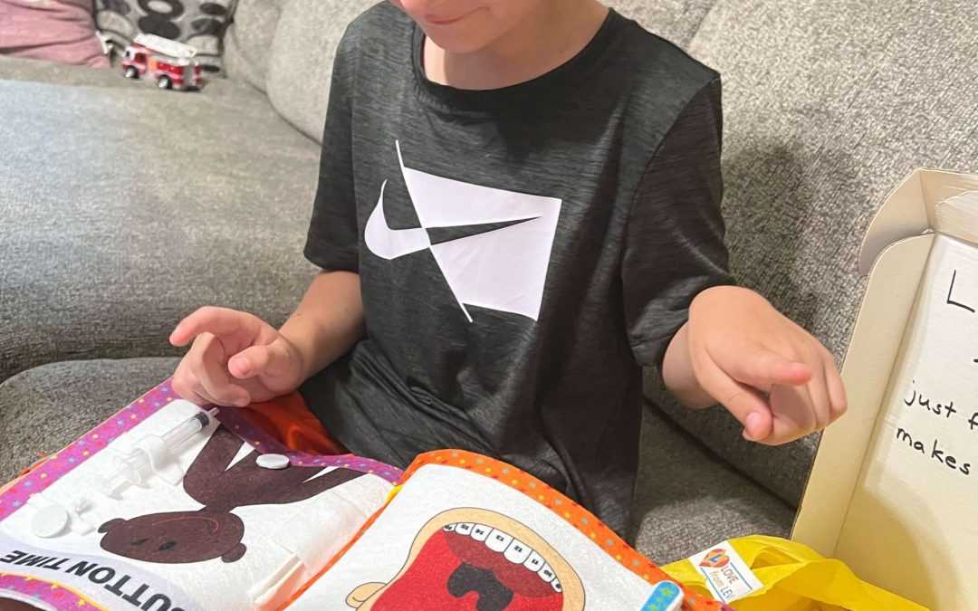 Liam loves his LovefromLevi Hopsital book