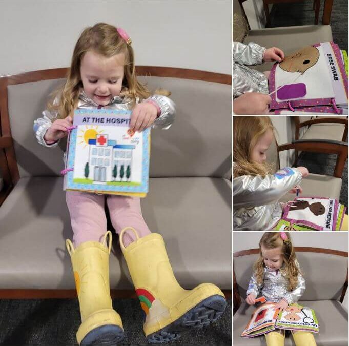 Maybel enjoying her new LovefromLevi hospital book